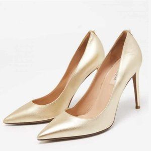 Valentino Gold Leather Pointed Toe Pumps Size 39.5